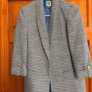Anne Klein Blue and White Tweed Jacket
